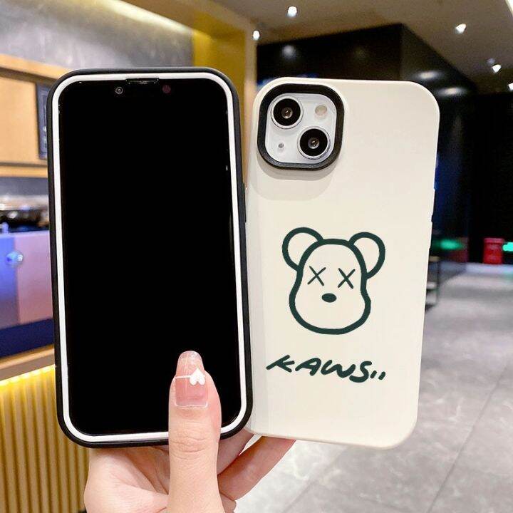 เคสโทรศัพท์ซิลิโคน-แบบนิ่ม-ลายหมี-กันกระแทก-สําหรับ-iphone-14-13-12-6-6s-7-8-x-xr-xsmax