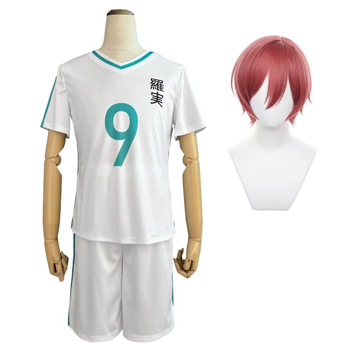 holoun-blue-lock-anime-chigiri-cosplay-costume-wig-school-sports-uniform-top-shorts-rose-net-synthetic-daily-wearing-halloween