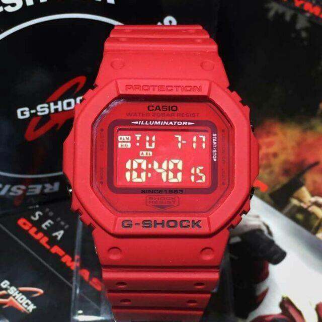 [Maii] DW5600 Red Out All black Men Unisex Digital Waterproof Sport ...