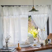 【YD】 2PCS Half Curtains for Small Window Curtain Bedroom Drapes In Room Tulle Valance