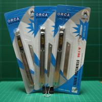 ชุดมีดคัตเตอร์ ตราออร์ก้า ORCA Cutter A-196 Stainles Steel รุ่นแถมใบมีด (1ชุด/3อัน) คลิปปลายเป็นพลาสติก เหมาะสำหรับงานเบา CCHAITIP STATIONERY เครื่องเขียน อุปกรณ์สำนักงาน ออฟฟิศ