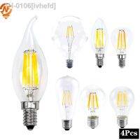 ☽☒ ivhefd Lâmpada de Vidro Retro Edison Luz Filamento E14 G80 G95 G125 E27 G45 A60 C35 220V 2W 4W 6W 8W 4 PCes pelo lote