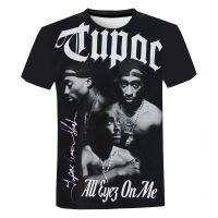 เสื้อยืดแร็ปเปอร์2PAC แขนสั้นสำหรับผู้ชายเสื้อยืดลำลองโอเวอร์ไซส์ฮิปฮอปลำลองเสื้อคอกลมแนวสตรีทฮาราจูกุแฟชั่น