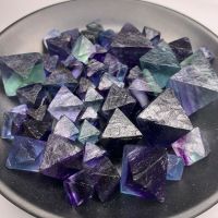 100G Natural color fluorite octahedron crystal original stone crystal gem mineral home desktop aquarium decoration