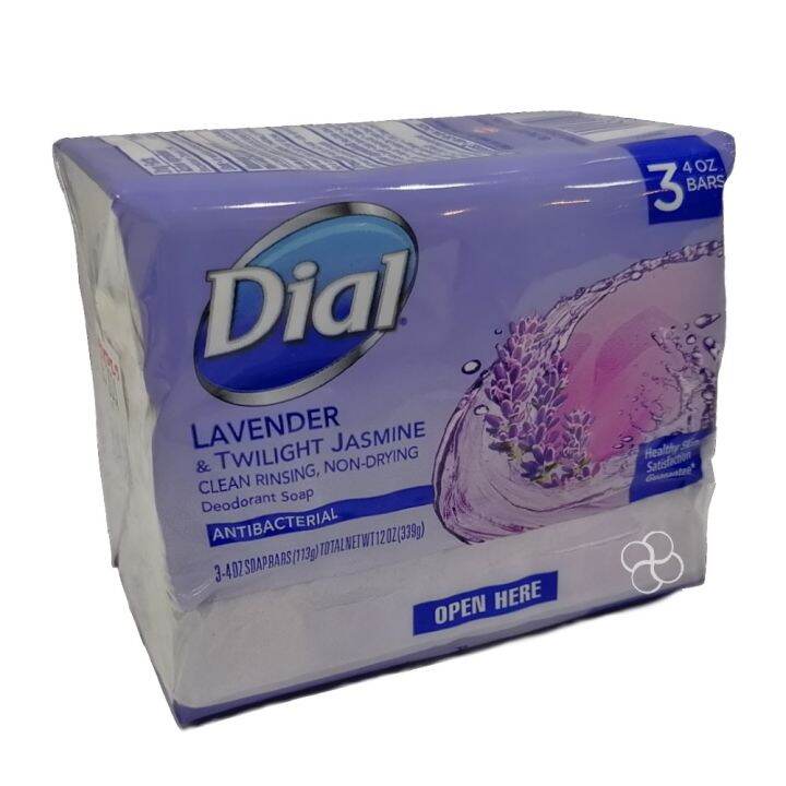 Dial Lavender & Twilight Jasmine Antibacterial Bar Soap 3 x 113g