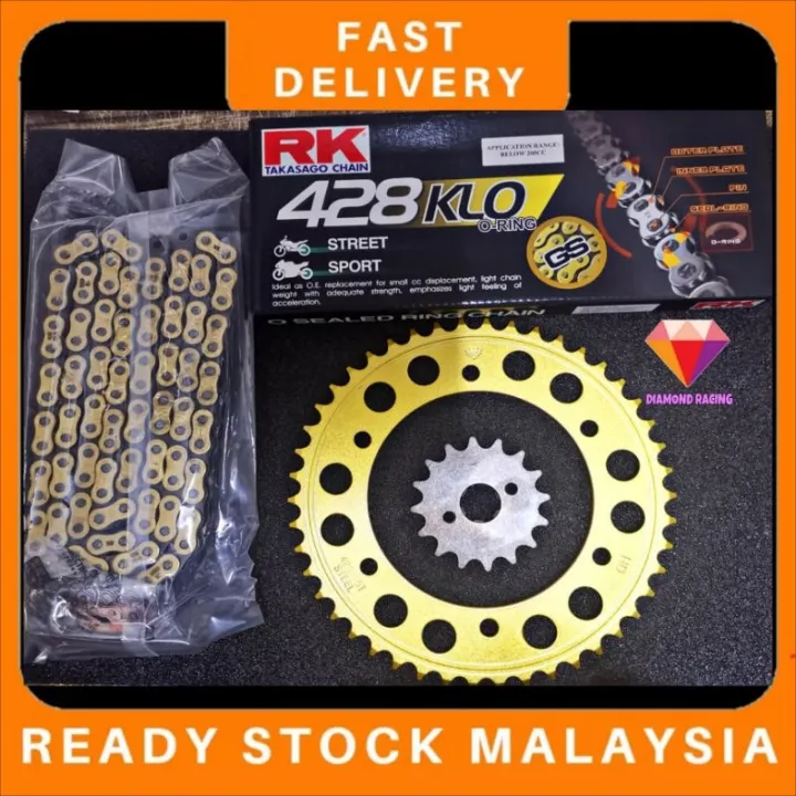 卐 YAMAHA R15 MT15 428 RK GOLD ORING CHAIN COMBO DIAMOND RACING GOLD