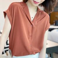 Women Shirt Korean Style Fashion Loose Plus Size Blouse 2023 Summer Short Sleeve Office Plain Tops