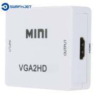 SWRFH VGA To HDMI VGA ไปยังหัวแปลงสัญญาณ HDMI หัวแปลงปลั๊กแอนด์เพลย์ตัวแปลงสายเคเบิลอะแดปเตอร์สำหรับทีวี/โปรเจคเตอร์/พีซี/จอ/HDTV/ดีวีดี