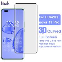 ฟิล์มกระจกโค้งสำหรับ Huawei Nova 11 Pro Imak ฟิล์มกระจกเทมเปอร์โค้งเต็มพื้นที่จอภาพ3มิติป้องกันหน้าจอติดกาวทั่วทั้งแผ่น6.78นิ้ว