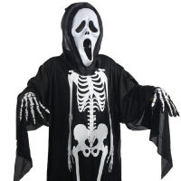 3 in 1 Skull Skeleton Ghost Cosplay Costume Adults Kids Halloween Carnival Masquerade Fancy Dress Clothes