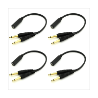 4Pc 6.35mm 1/4 Inch Stereo TRS Female to 2 Dual 6.35mm Mono TS Male Y Splitter Cable