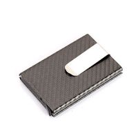 2020 Hot Sale Business Aluminum RFID Wallet Automatic Slide Card Case Carbon Fiber PU Leather Metal ID Credit Card Holder Clip