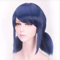 Wigs Peluca Marinette Girls Women Cosplay Double Ponytail Braids Short Straight Blue Hair