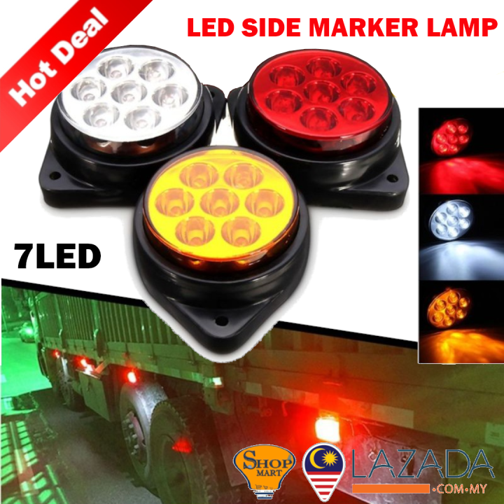 Marker Led 1PCS 7LED ROUND SIDE MARKER LED LIGHT 12V/24V Car Truck Van Lorry 4x4 ...