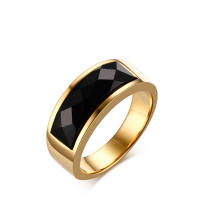 Vnox Black Stone Ring for Men Woman Engagement Wedding Band Finger Rings Fashion Party Ring Jewelry