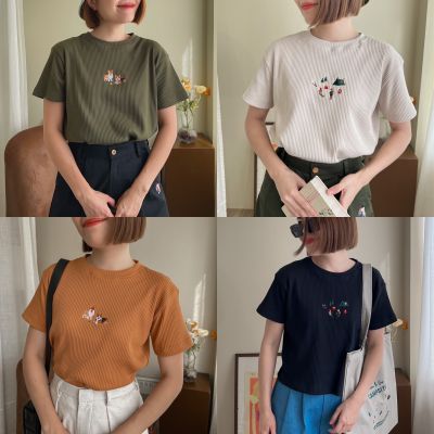 katji / พร้อมส่ง mini tee เสื้อยืดตัวครอปผ้าร่อง