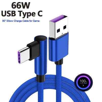 Chaunceybi 66W 5A USB Type C Fast Charging Cable Degrees Elbow for Game POCO Charger Usb