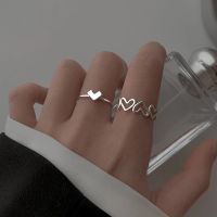 Silver Color Couple Rings Set Heart Butterfly Shaped Womens Ring Fashion Love Jewelry for Women Girls Gift Punk Alloy Ring