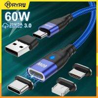 Hyra สายยูเอสบีแม่เหล็ก Type C PD 60W ไมโครชาร์จที่รวดเร็วสายรับส่งข้อมูลสำหรับ Iphone 14 Xiaomi แล็ปท็อปแมคบุ๊ค
