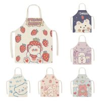 Aprons for Women Linen Sleeveless Apron Cartoon Cute Apron Kitchen Housework Fashion Cleaning Antifouling Delantal Cocina Mandil Aprons