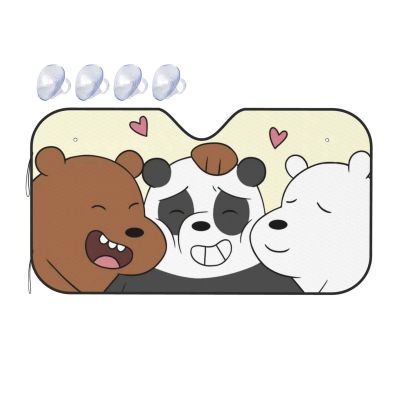 เราหมี Bare Bears แผ่นกรองแสงติดรถยนต์รถพับได้ที่บังแดดที่บังแดดที่บังแดดหน้ารถสะท้อนแสงกระบังแสง