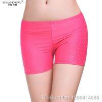 【hot】  Belly Safety Shorts Womens Leggings Tight-fitting Stretch Pants with Diamonds ShortTH