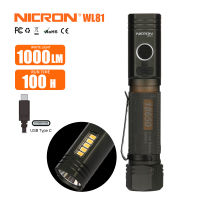 NICRON ไฟฉาย LED N6/WL81ชาร์จ Dual-หลอดไฟ Spotlight/Floodlight 1000lm ไฟฉาย IP67กันน้ำ18650แม่เหล็กไฟฉาย Ourdoor Lighting N6/WL81