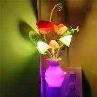 LED Lilac Night Light Lamp Colorful Rose Mushroom Lamp Romantic Lilac Night Lighting for Home Art Decor US/EU Plug