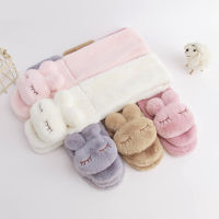 Soft Plush Baby Scarf Cartoon Rabbit Thick Warm Newborn Neck For Baby Girl Boy Winter Solid Color Children Infant Scarf