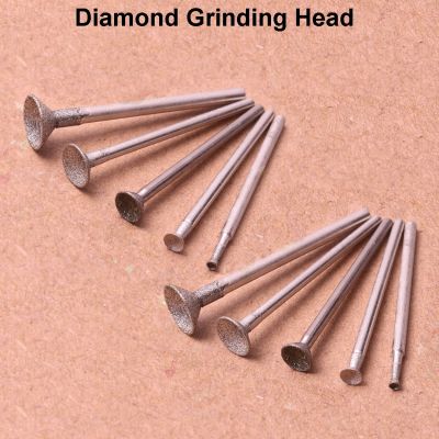 10Pcs 2-10mm Diamond Grinding Head Mounted Point 2.35/3mm Shank Spherical Concave Jade Carving Burrs Polishing Engraving Tools