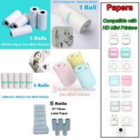 ❀ Mini Printer Paper 57mm Width Color White Continuous Paper Self-Adhesive Transparent Sticker Rolls for Portable HD Photo Printer