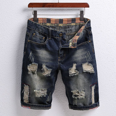 7 styles Summer New Vintage Ripped Jeans Short Men Fashion Stretch Casual Slim Male Denim Shorts Lightweight breathablel