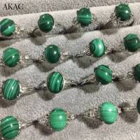 5rings AKAC approx8*10mm natural green malachite adjustable women ring