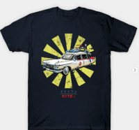 Classic Ghostbusters Ecto 1 Retro Japanese T-Shirt Mens 100% Cotton Round Neck Short Sleeve T-Shirt