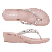 Holster Neptune Wedge Clear Rose Glitter HST344CROG รองเท้าแตะส้นสูง