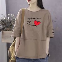 COD DSFDGDFFGHH 100 cotton fat mm summer and autumn wear large size half-sleeved short-sleeved T-shirt womens loose version of the blouse a variety of womens top ins