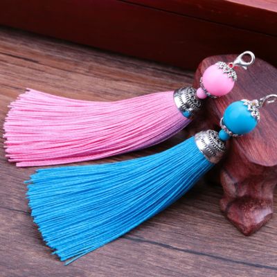 【CW】 Charm Tassel Fringe Pendant For Bags Girl Hanging Bead Lobster Buckle Keychain Handwork Chinese Diy Accessories