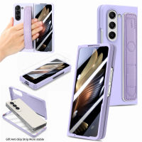 สายรัดข้อมือผิวเคลือบรู้สึกเคสโทรศัพท์ PC แบบแข็งสำหรับ Samsung Galaxy Z Z Fold 5 All-In-One กับฟิล์มกันรอยกันกระแทกสายรัดข้อมือเคสสำหรับ Samsung Galaxy Z Z Fold5