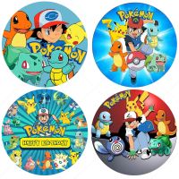 Party Backdrops Photography Pokemon Round Covers Kids Boys Birthday Background Decoration Baby Shower Poster Banner Photo Studio