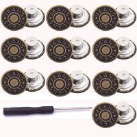 【cw】 10pcs Replacement Jeans Buttons 17mm No Sew Nailess Removable Metal Jeans Button w/ Repair Combo Thread Rivets and Screwdrivers ！