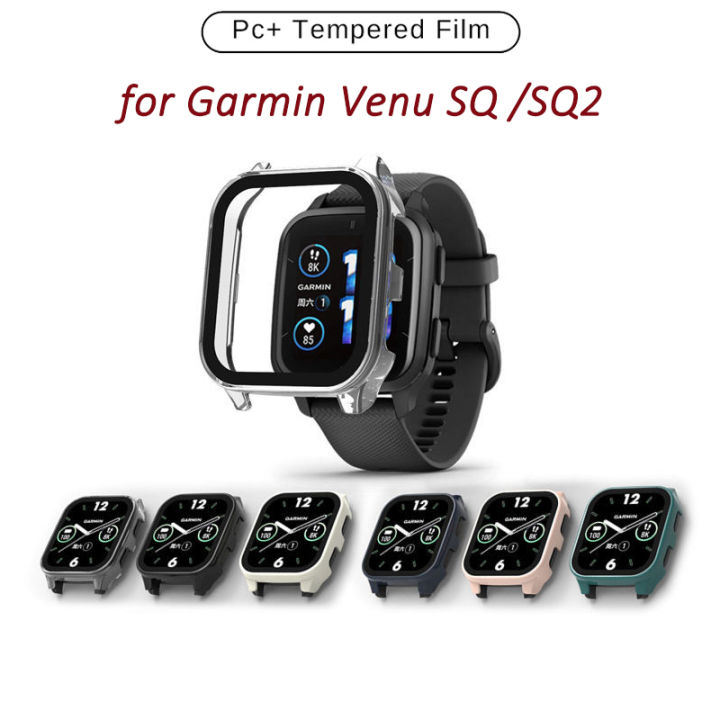 Ultra Thin Hard PC Case Tempered Glass Screen Protector Protective Cover  For Garmin Venu SQ/SQ 2 Music Smart Watch