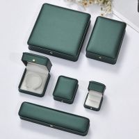 Dark Green Leather Wedding Ring Pendant Bracelet Collect Box Organizer Storage Case Gift Jewelry Tray Packaging Box Wholesale