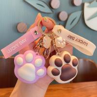 Cute Cat Paw Keychain Fashion Backpack Pendant Kawaii Lanyard Keyrings Handbag Decor Jewelry Korean Stationery Office Supplies