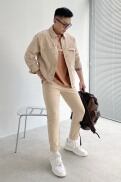Áo Khoác Jean Americus Gosani Cho Nam Màu Beige Chất Liệu Mềm Dày Dặn