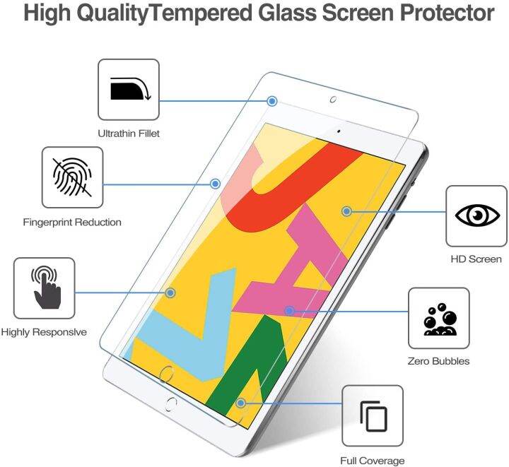 spot-goods66-เง่า9h-กระจกนิรภัยสำหรับ-ipad-7-10-2นิ้ว2019ปกป้องหน้าจอฟิล์มปกป้องสำหรับ10-2-quot-ใหม่2020รุ่น8th