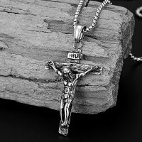 Classic Cross Crucifix Jesus Piece Pendant Necklace Stainless Steel Woman‘s Men Chain Christian Jewelry Gifts Vintage punk Chain Fashion Chain Necklac