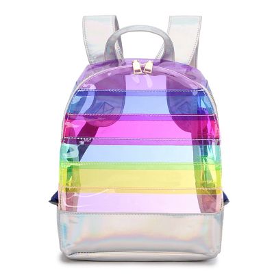 Backpack Backpack Colorful Stripes Plastic Transparent Backpack Bag Ladies Travel Bag Ladies Bag