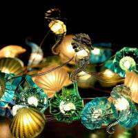 2M Seashell Starfish String Lights Warm White Conch Hippocampus Fairy Lights For Ocean Party Home Decoration Kids Birthday Gifts