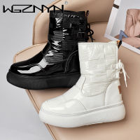 2021 Winter Woman Boots Female Keep Warm Womens Patent Leather Boots New Arrival Waterproof Female Shoes Plus Size Botas Mujer