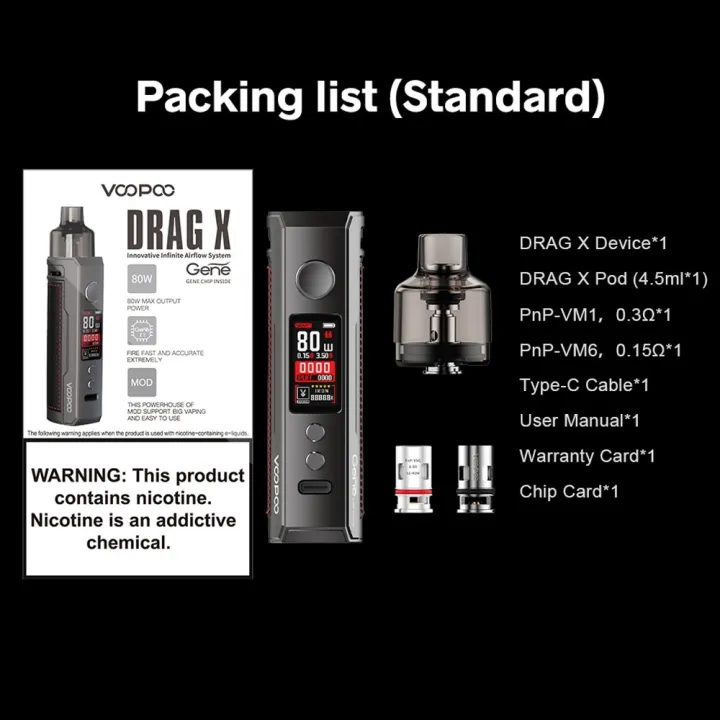Vape Drag X coil voopoo DRAG X Pod Mod 80W with VM6 VM1 Coilsdrag x